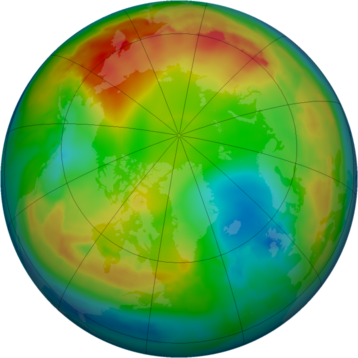 Arctic ozone map for 29 December 2014